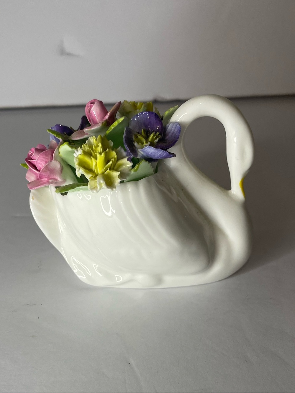 Vintage Royal Adderley Swan With Flower Bouquet  Bone China, Made in England